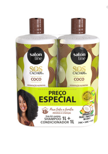 SALON LINE: SOS CACHOS Coco Traitement en profondeur Kit 1L Shampoo -1L Conditioner