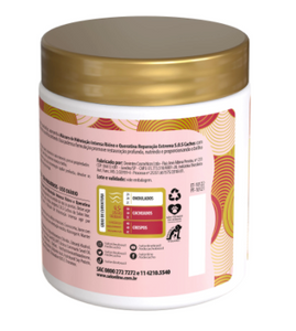 SALON LINE: SOS CACHOS  Masque Hydratation Intense Castor and Keratin Extreme Repair 5 en 1 500