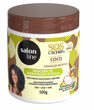 Charger l&#39;image dans la galerie, SALON LINE: SOS CACHOS Masque d&#39;hydratation à la noix de coco Traitement en profondeur 500 g- Curl Activator 500g
